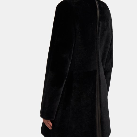 NEW Theory Piazza Coat in Polished Shearling - Picture 3 of 12